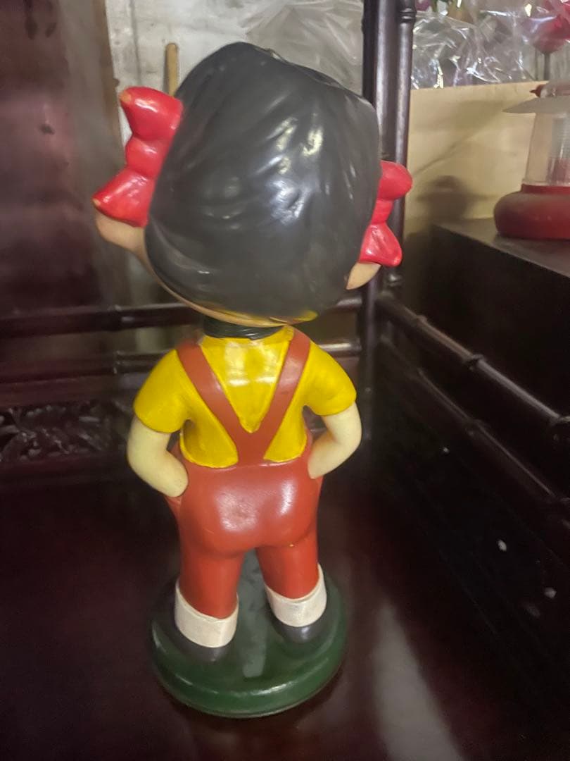 不二家 ジャンボペコちゃん ソフビ ブリキ台座 首振り/昭和レトロ/アンティーク