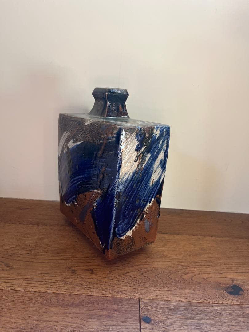 やちむん 北窯 松田共司 角瓶 花瓶 花器 民藝 民芸