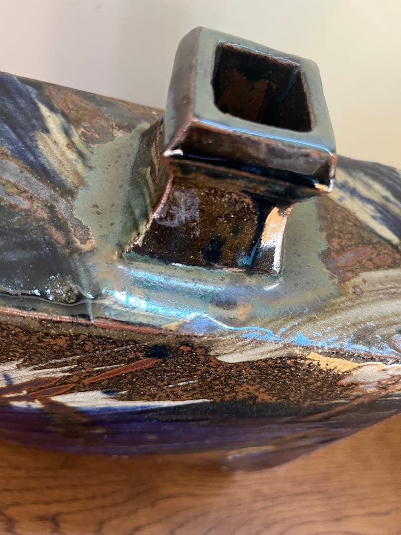 やちむん 北窯 松田共司 角瓶 花瓶 花器 民藝 民芸