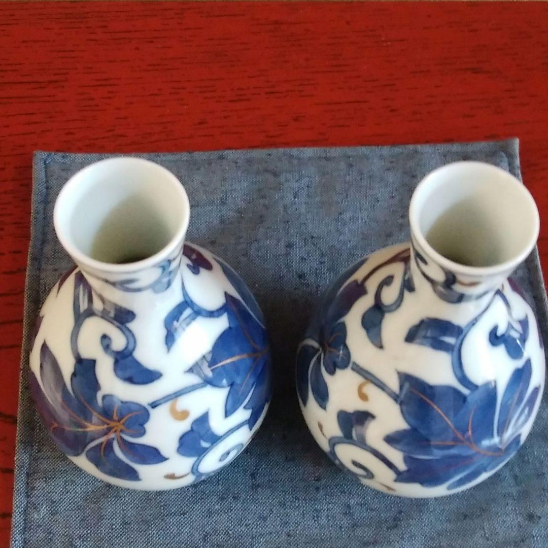 骨董　伊万里焼　蔦柄金彩酒器2本セット 明治 大正ロマン 昭和レトロ 手描き