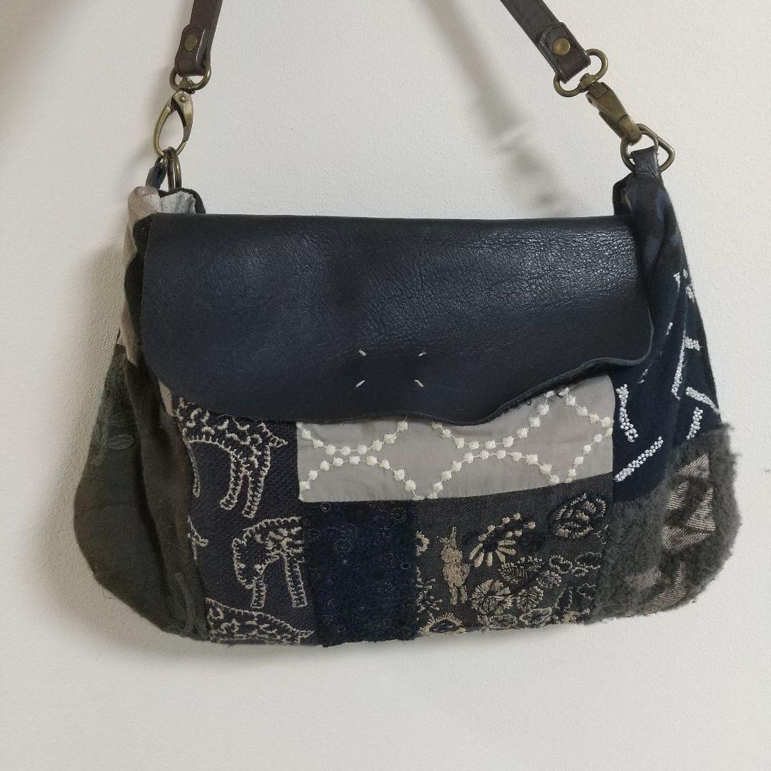 ミナペルホネン パッチワーク ポシェット しきりポケット ハンドメイド