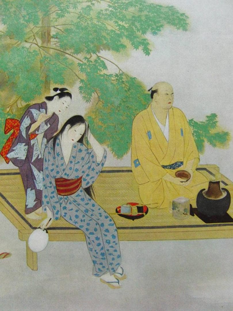 鏑木　清方【築地明石町】、年代物、希少画集画、状態良好