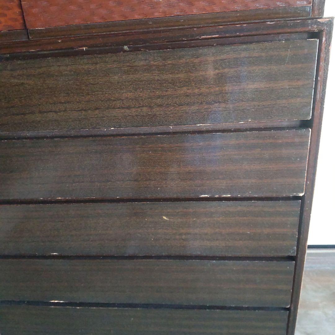 昭和レトロ　5段＋飾り棚付きタンス 奥行41cm幅89cm高さ136cm