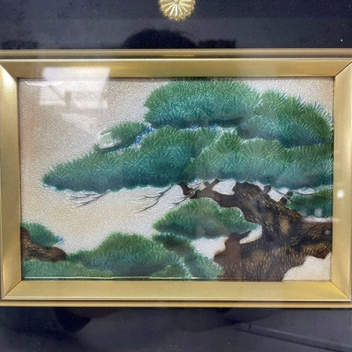 ★502 七宝焼 絵皿 額 老松 縁起物 七宝額