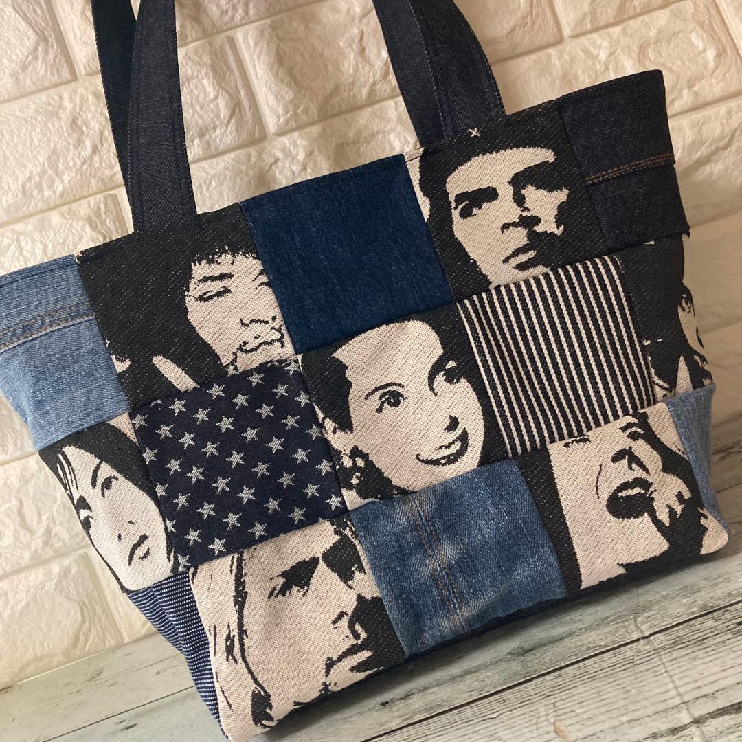 パッチワーク　デニムリメイクバッグ　Mサイズ