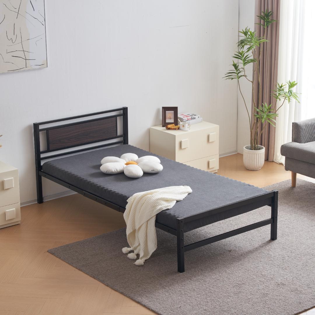 タイムセール！パイプベッド【TYPEA・一段】　高さは三段調節可能　BLACK