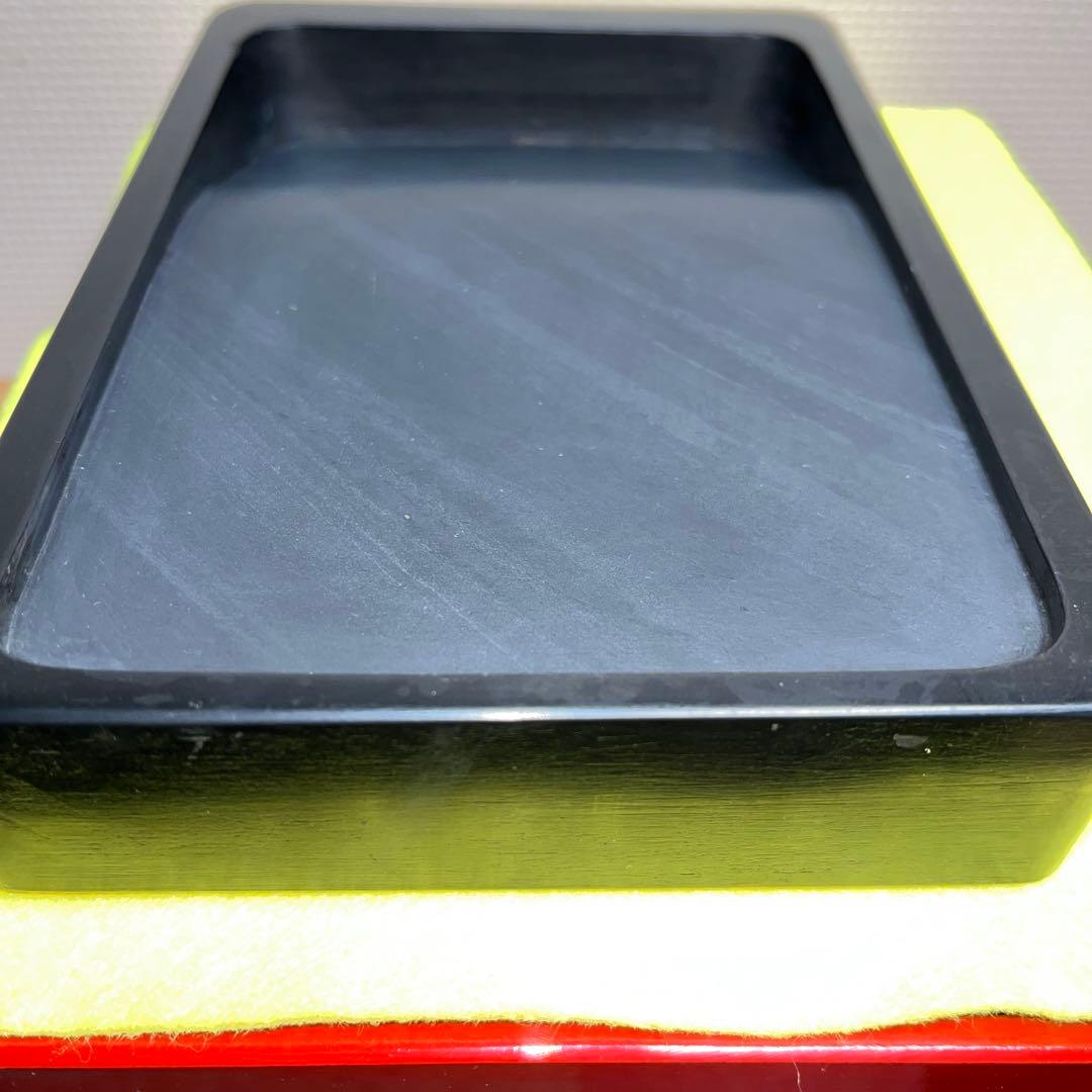 ⭕️雨端硯　唐硯　12代雨宮弥兵衛　四六寸大　海深さ23mm 仙台堆朱箱　工芸品