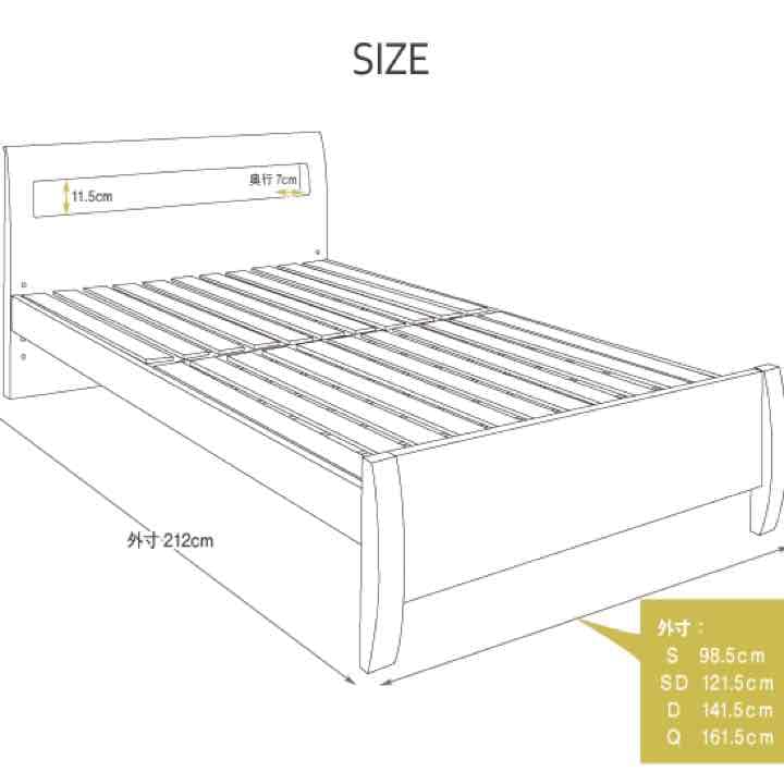 【送料無料！】LED照明付きセミダブルベッド（フレームのみ）
