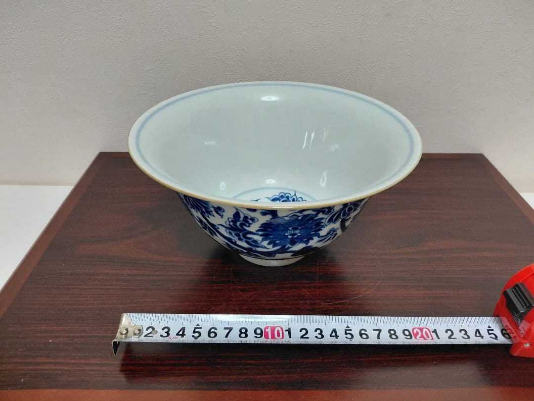 景徳鎮製 染付末広形水指 共箱 茶道具