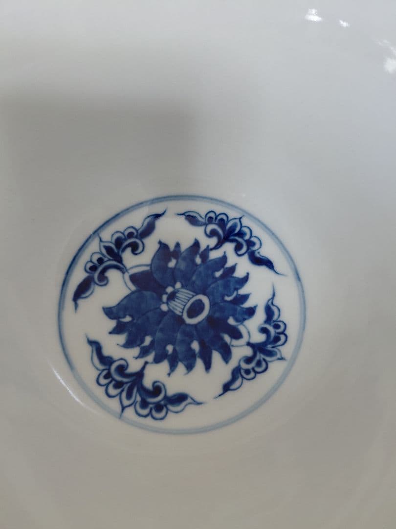 景徳鎮製 染付末広形水指 共箱 茶道具