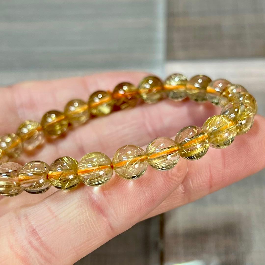 最高級　ゴールドルチルブレスレット　ギラギラ感美しい　ルチルクォーツ　5