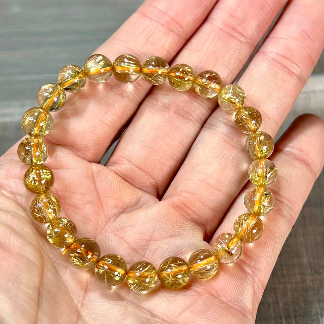 最高級　ゴールドルチルブレスレット　ギラギラ感美しい　ルチルクォーツ　5