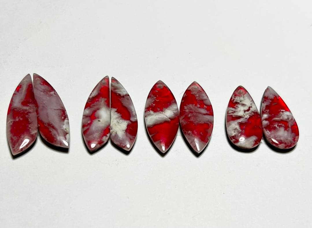 オーロラ　プルームアゲート　ダブレット　レッド　14kgfピアス