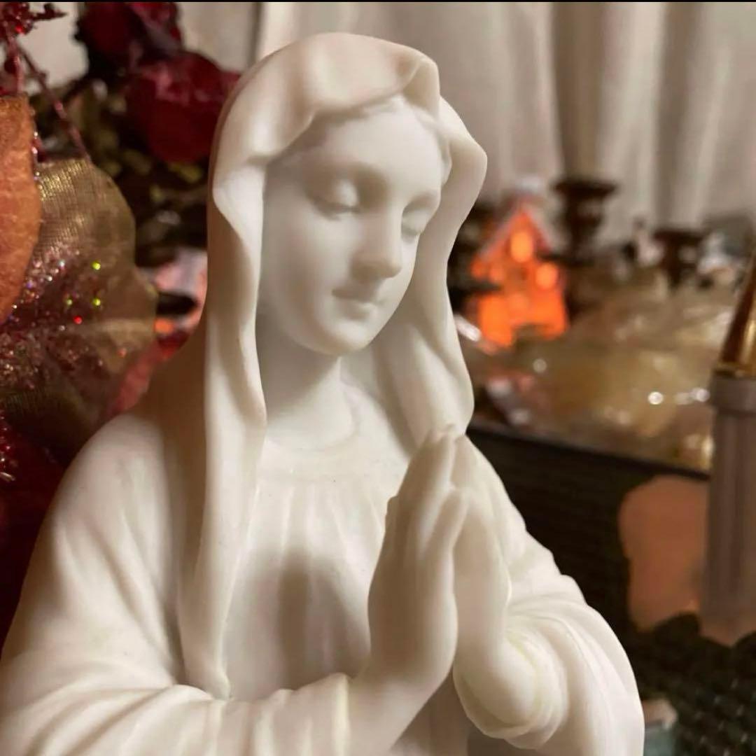 聖母 マリア像 キリスト教美術彫刻像 高さ約29cm