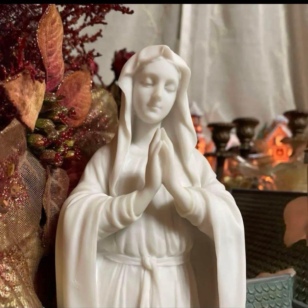 聖母 マリア像 キリスト教美術彫刻像 高さ約29cm