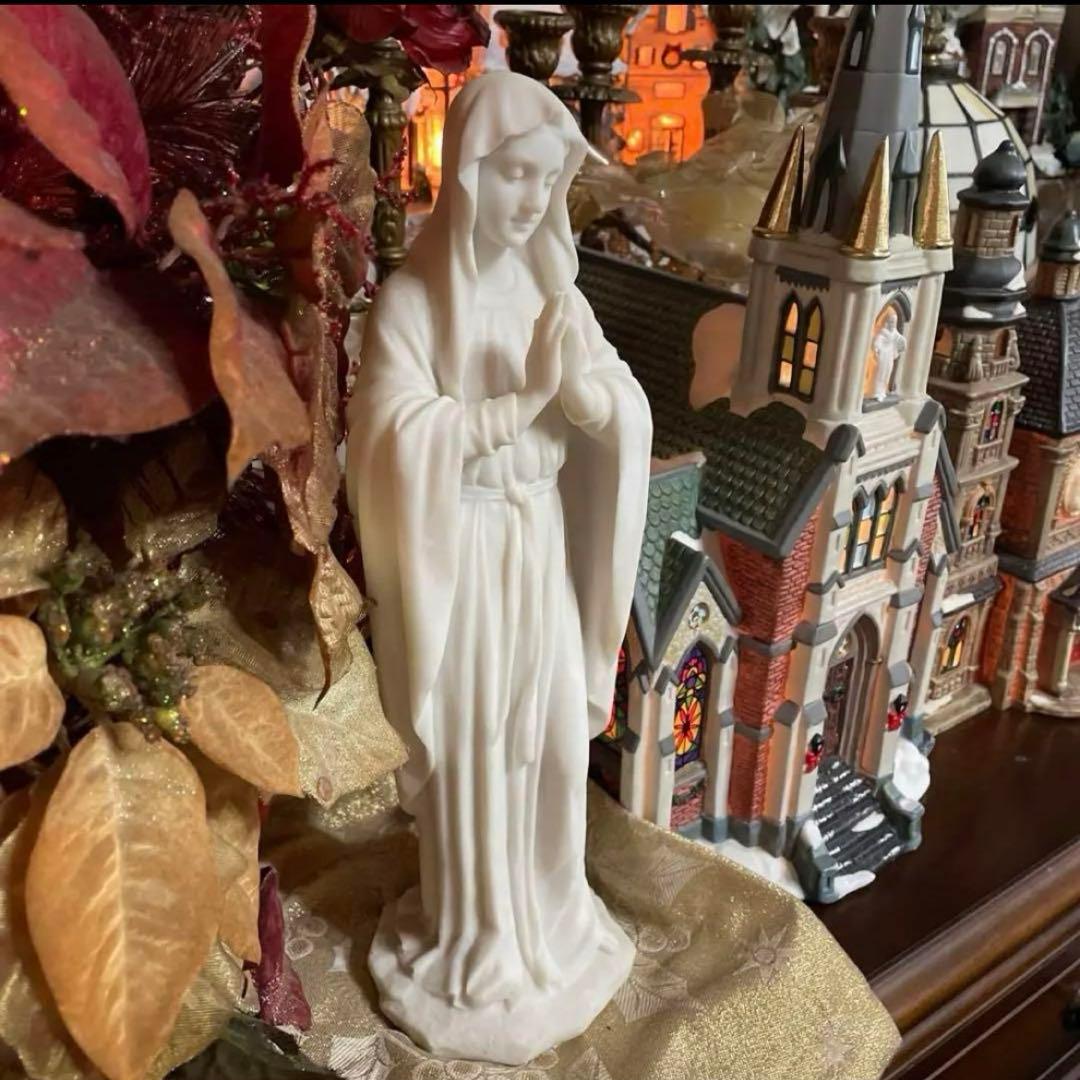 聖母 マリア像 キリスト教美術彫刻像 高さ約29cm