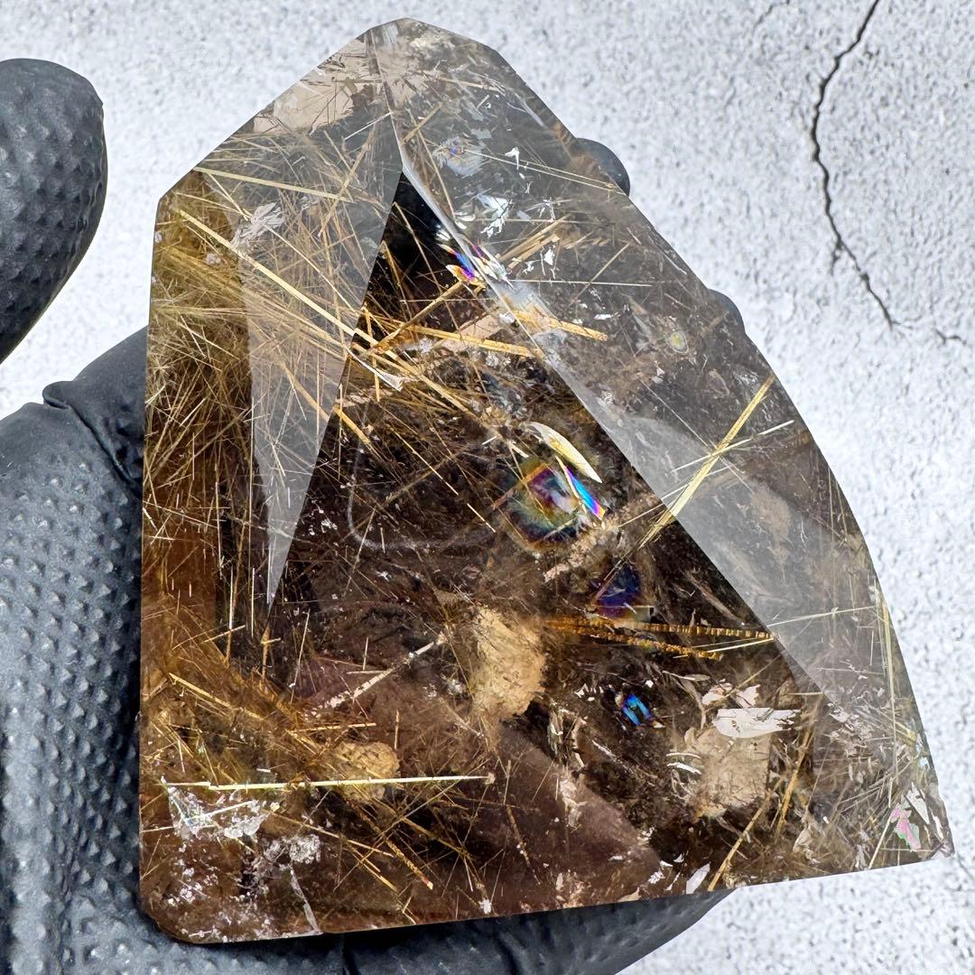 M-207タイチンルチルクォーツ原石 高密度ゴールドルチル天然石323.6g