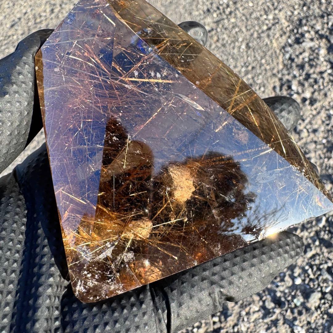 M-207タイチンルチルクォーツ原石 高密度ゴールドルチル天然石323.6g