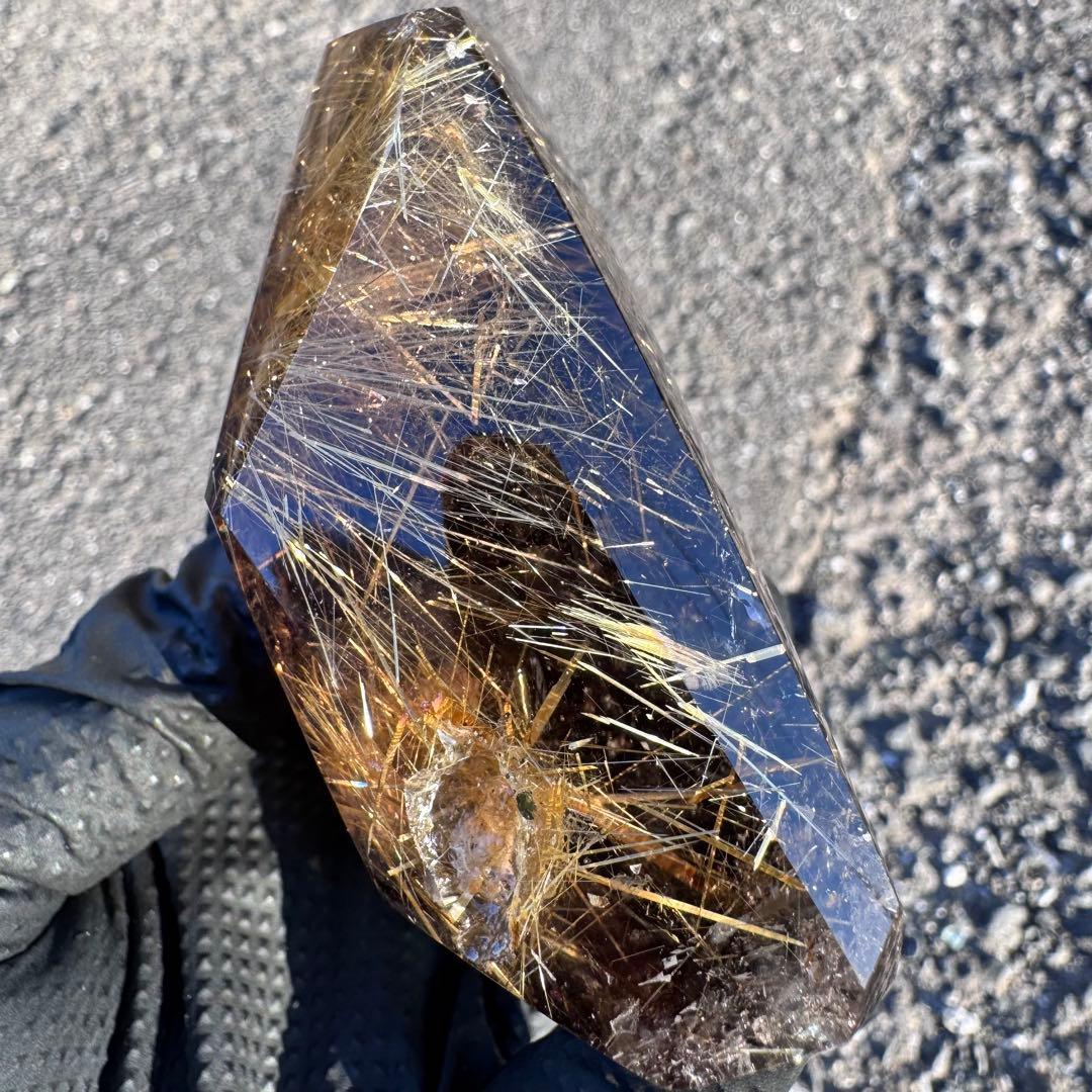 M-207タイチンルチルクォーツ原石 高密度ゴールドルチル天然石323.6g