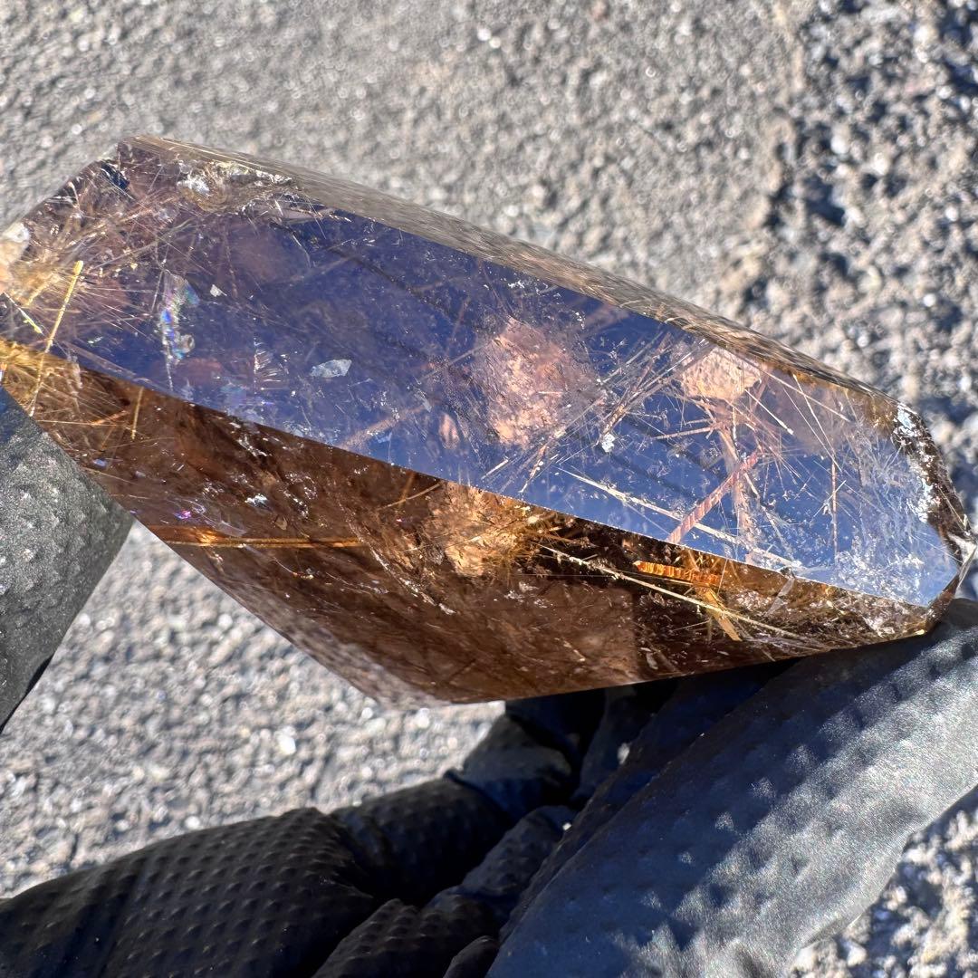 M-207タイチンルチルクォーツ原石 高密度ゴールドルチル天然石323.6g