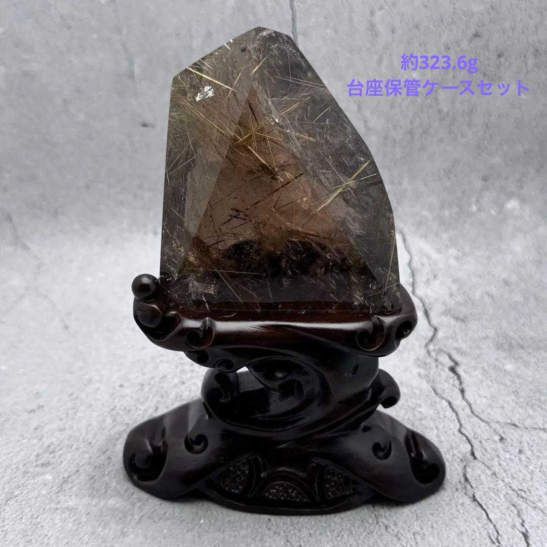 M-207タイチンルチルクォーツ原石 高密度ゴールドルチル天然石323.6g
