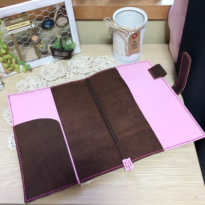 ヌメ革ムラ染めチョコのA5手帳カバー 本革 牛革 レザークラフト