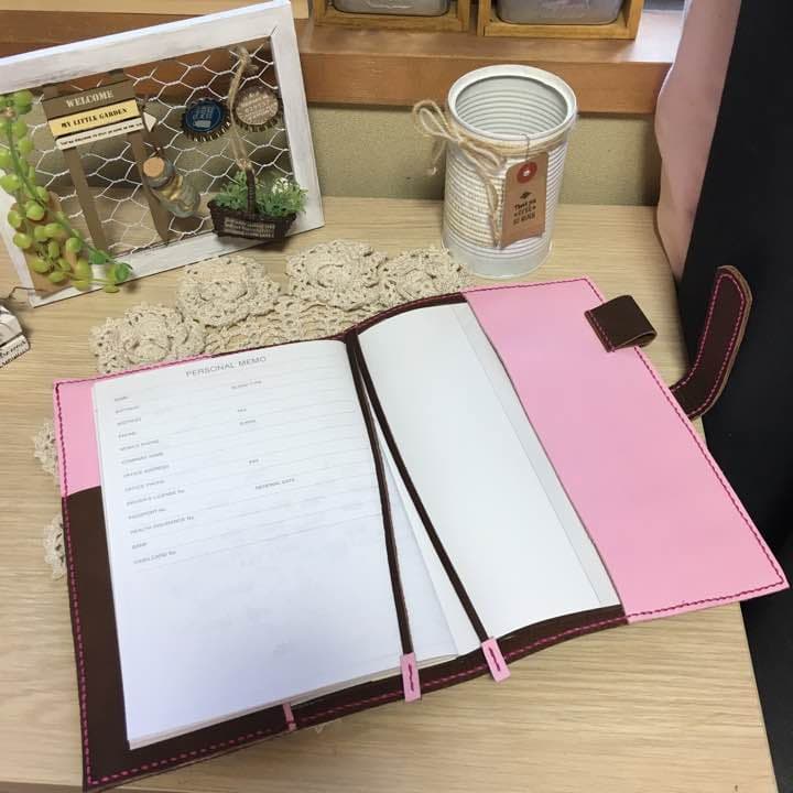 ヌメ革ムラ染めチョコのA5手帳カバー 本革 牛革 レザークラフト