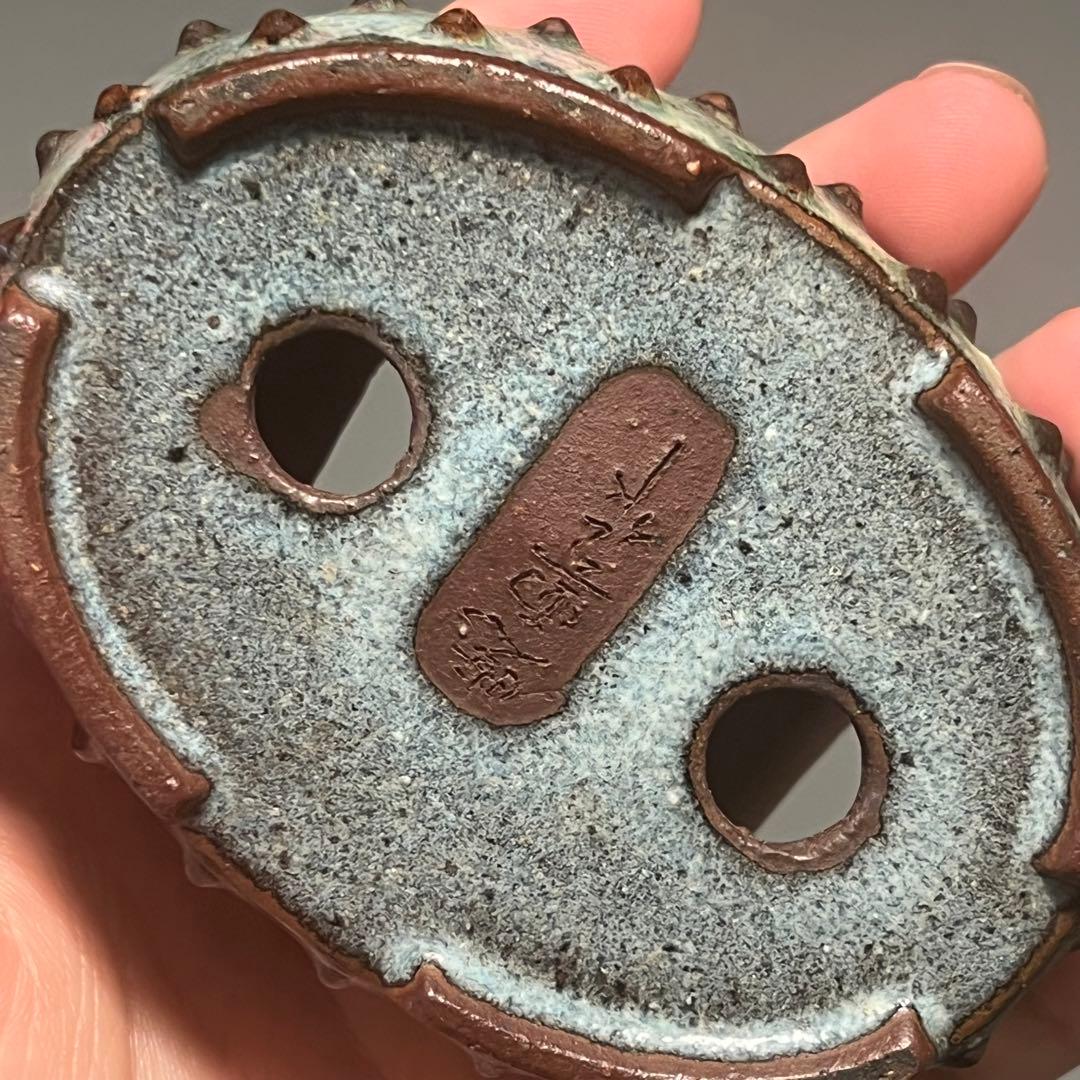 767.暁雲 鼓釘楕円 盆栽鉢 植木鉢 9.4*6.6*3.2cm