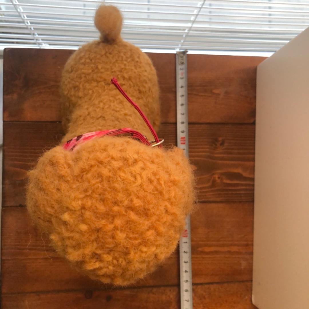 大きなサイズ 羊毛フェルト ハンドメイド 茶色プードル 巻き毛がキュートな子です