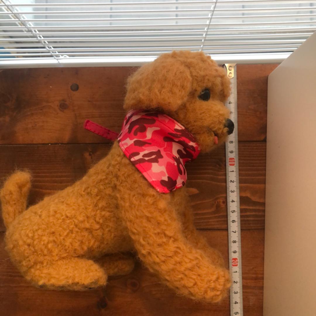 大きなサイズ 羊毛フェルト ハンドメイド 茶色プードル 巻き毛がキュートな子です