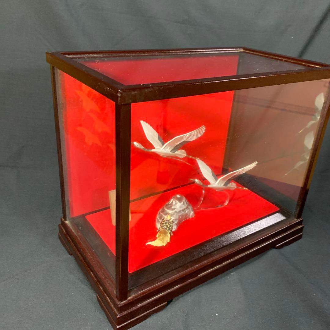 武比古　純銀製　置物　鶴2羽と亀 TAKEHIKO SILVER