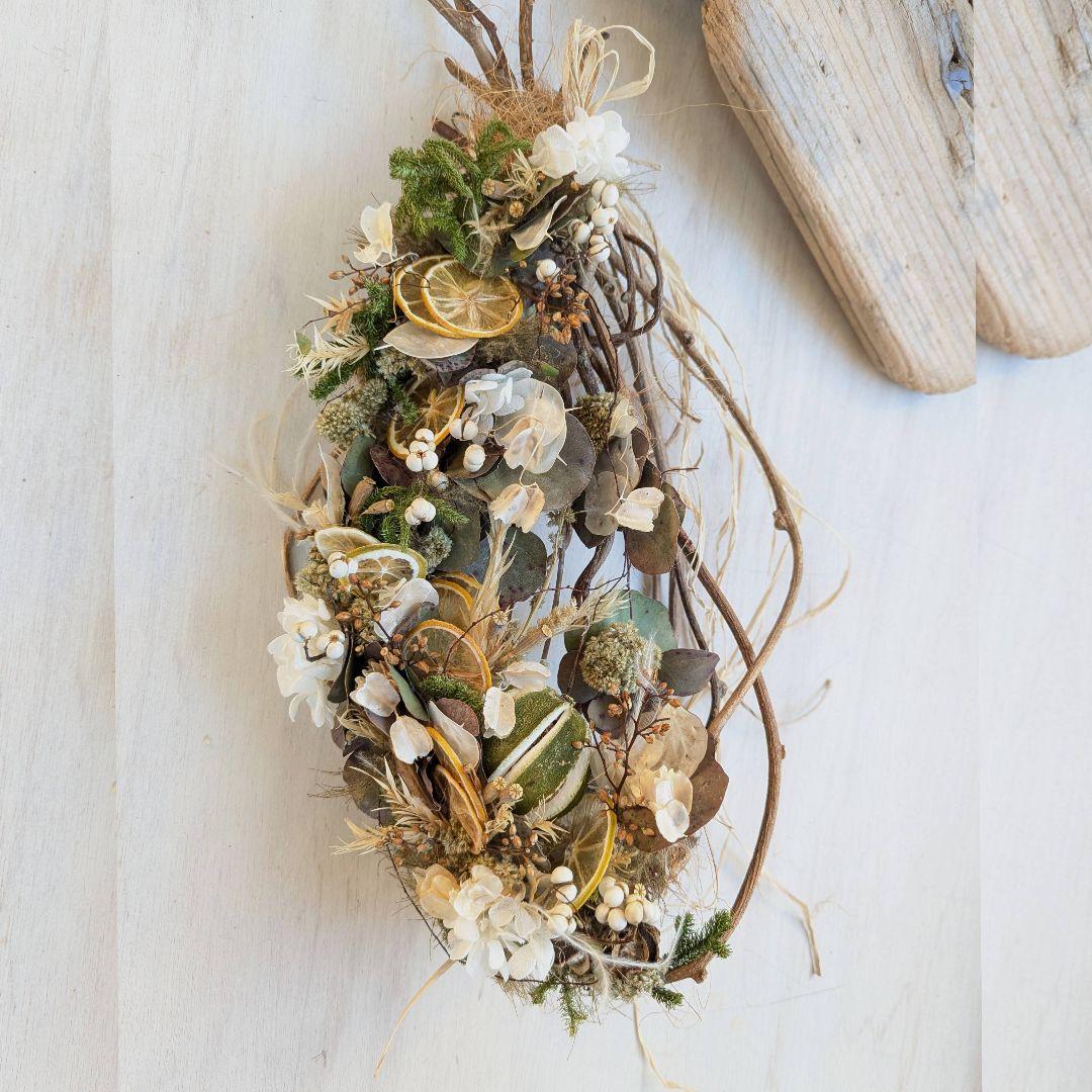 専用＊オレンジ&ライムボール　アンテイークドライフラワースワッグ