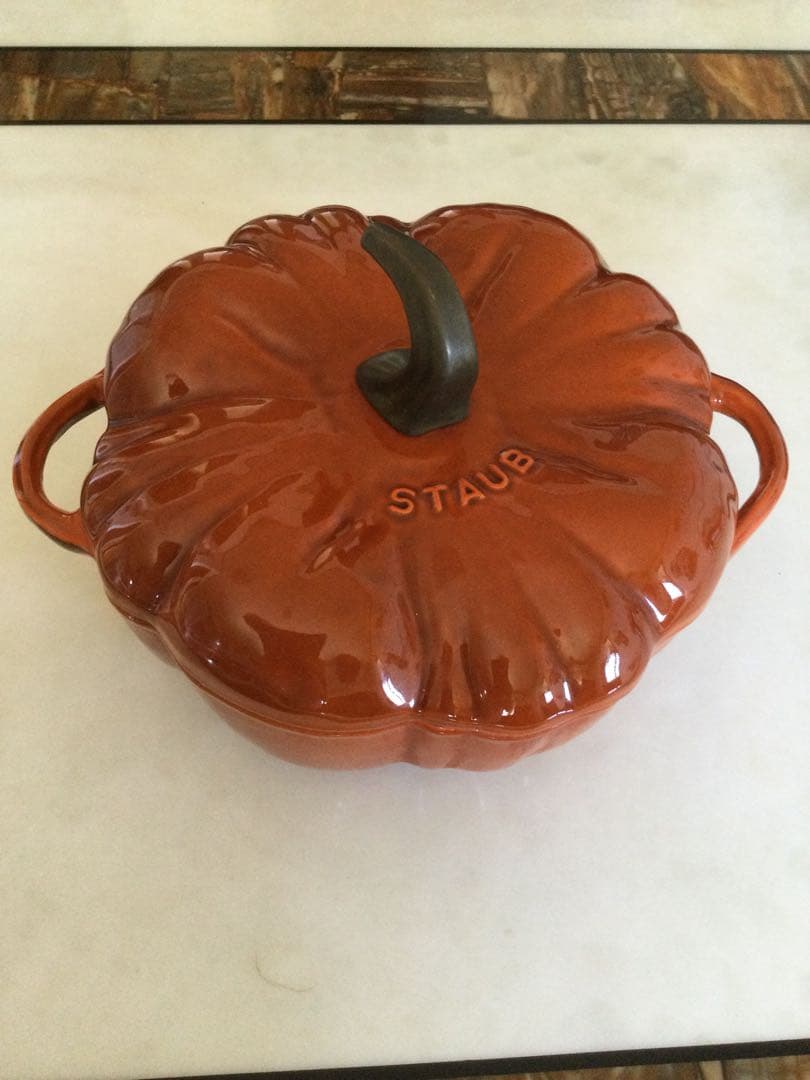 STAUB カボチャ型 鍋 オレンジ 約24cm