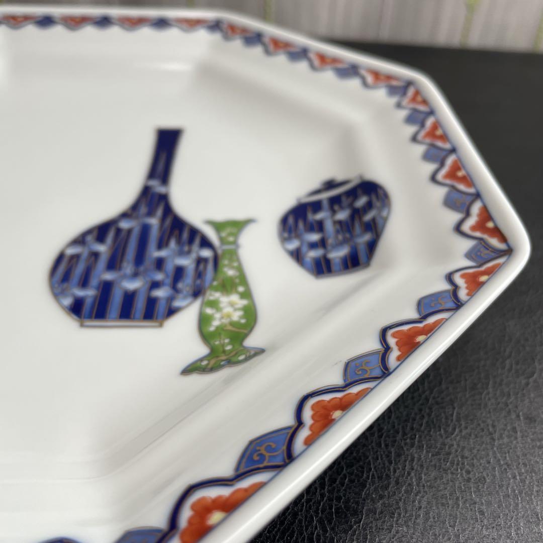 深川製磁　明治意匠絵　あやめ大皿 資生堂