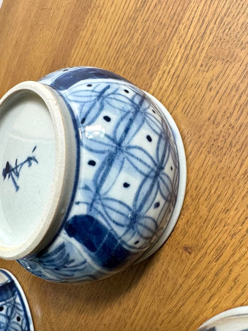 417染付　祥瑞山水紋　片口小鉢揃　4客組　未使用品　共箱