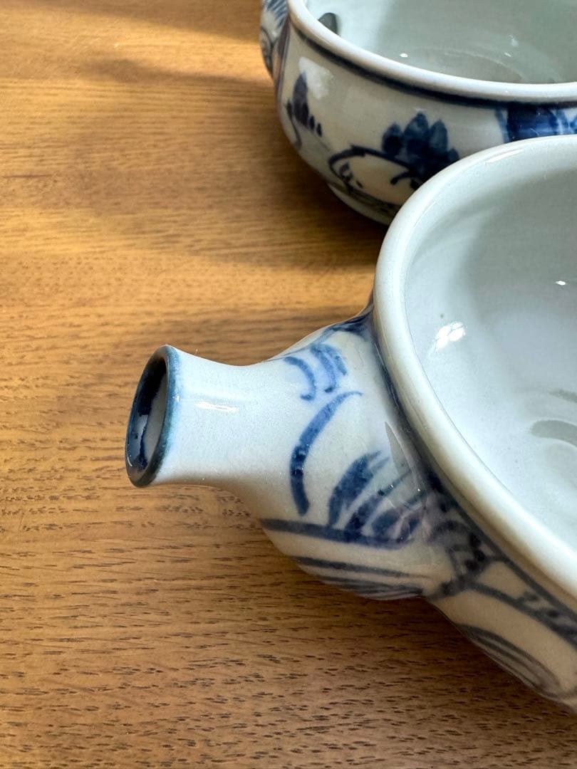 417染付　祥瑞山水紋　片口小鉢揃　4客組　未使用品　共箱