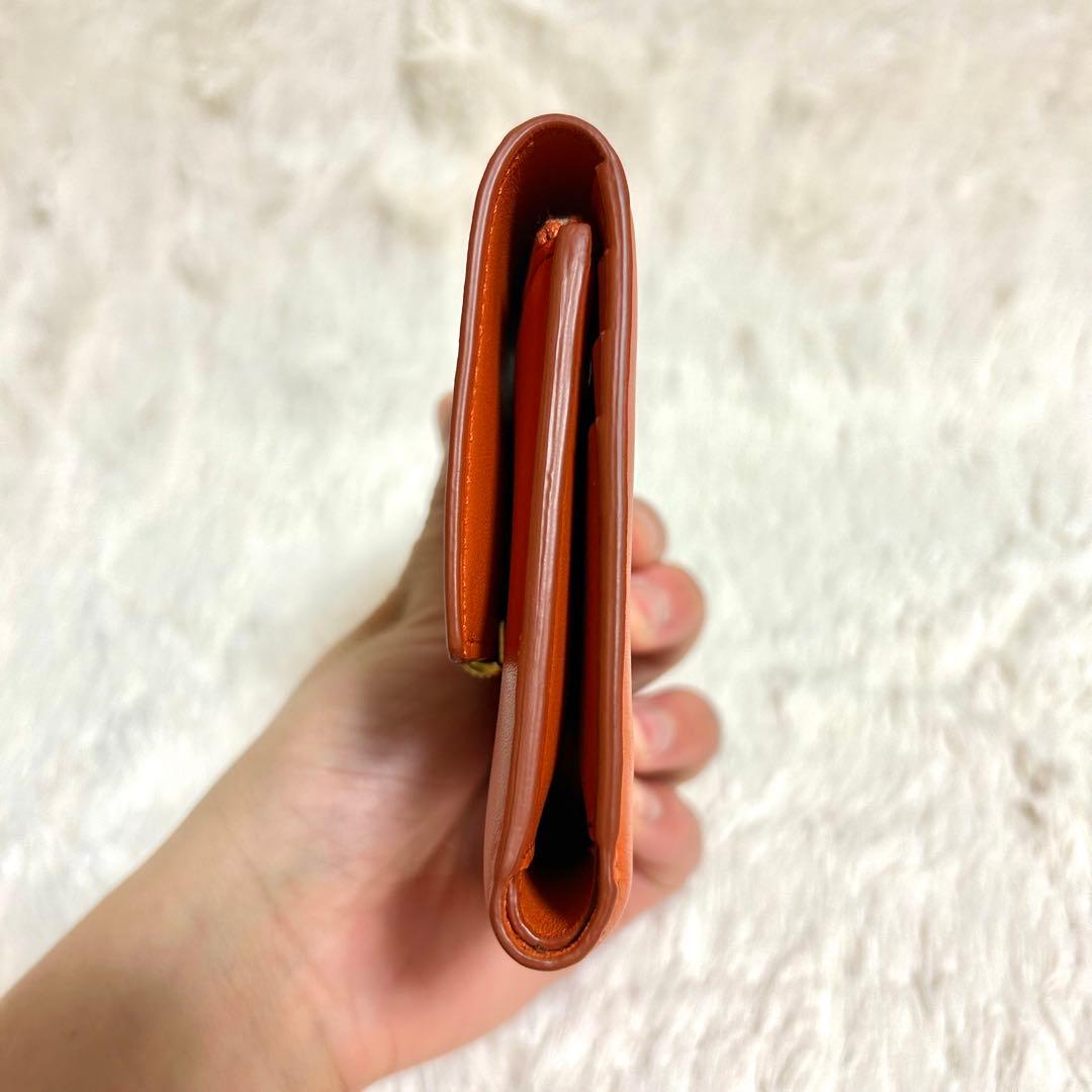 【極美品】BOTTEGA VENETA 二つ折り財布 オレンジ