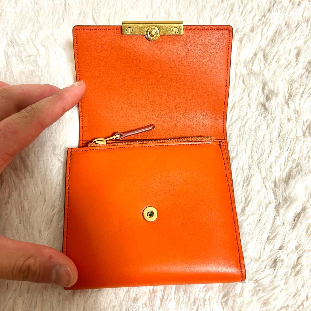 【極美品】BOTTEGA VENETA 二つ折り財布 オレンジ