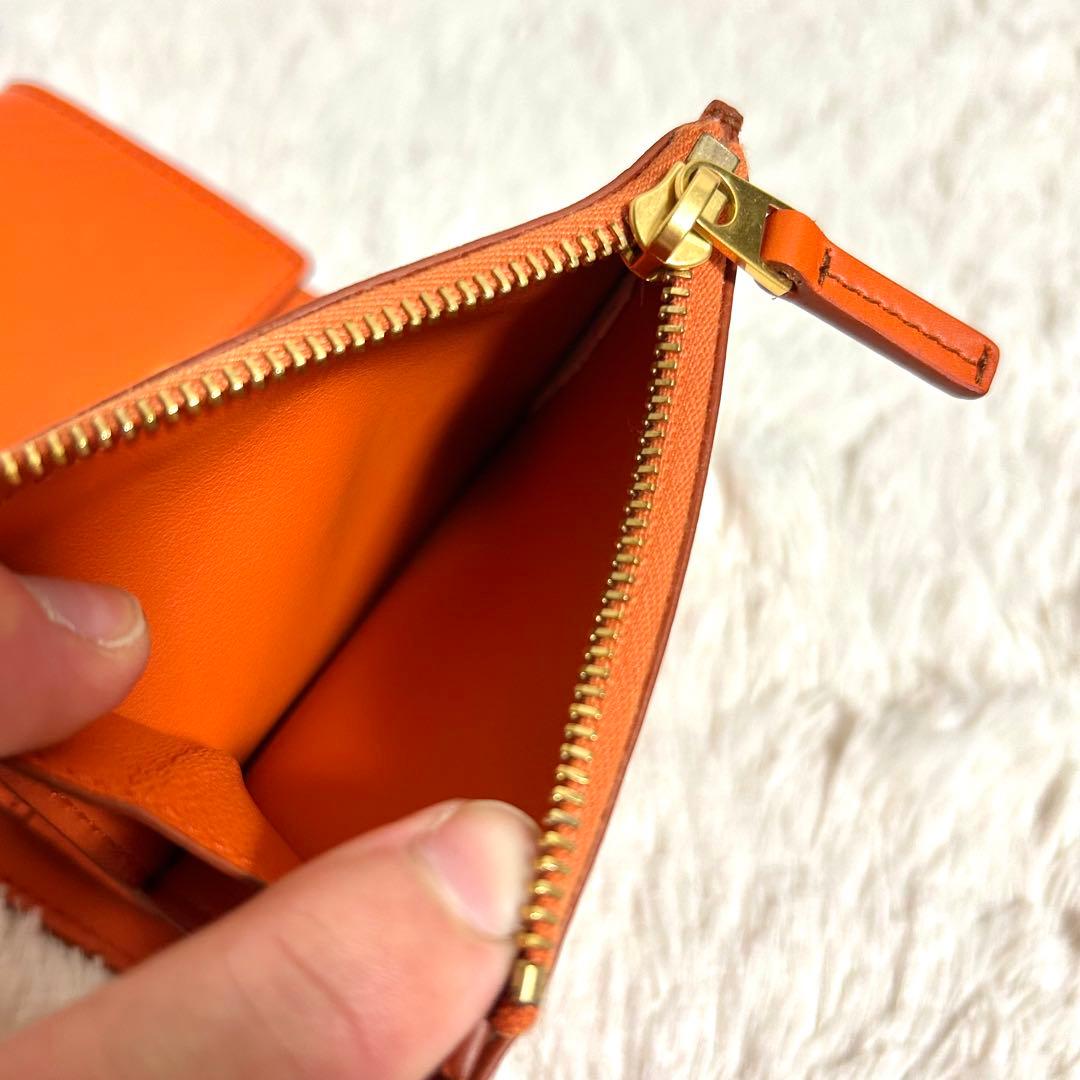 【極美品】BOTTEGA VENETA 二つ折り財布 オレンジ