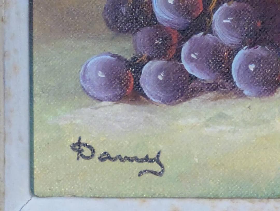 【真作】絵画　油彩SM　果実の静物　葡萄・林檎・柑橘のクラシックな美　Y59