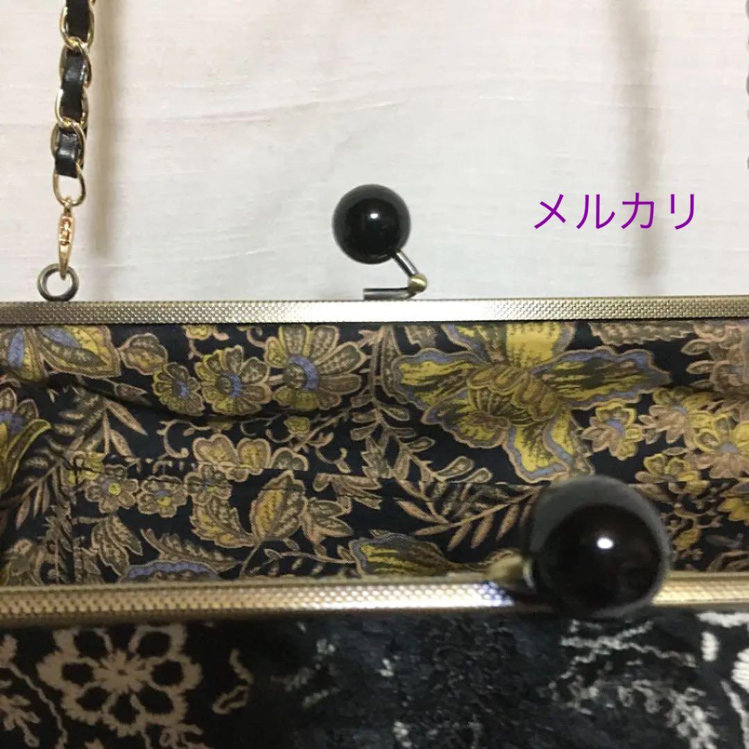 がま口バッグ　ショルダーバッグ　ハンドメイド　刺繍　フォーマルバッグ