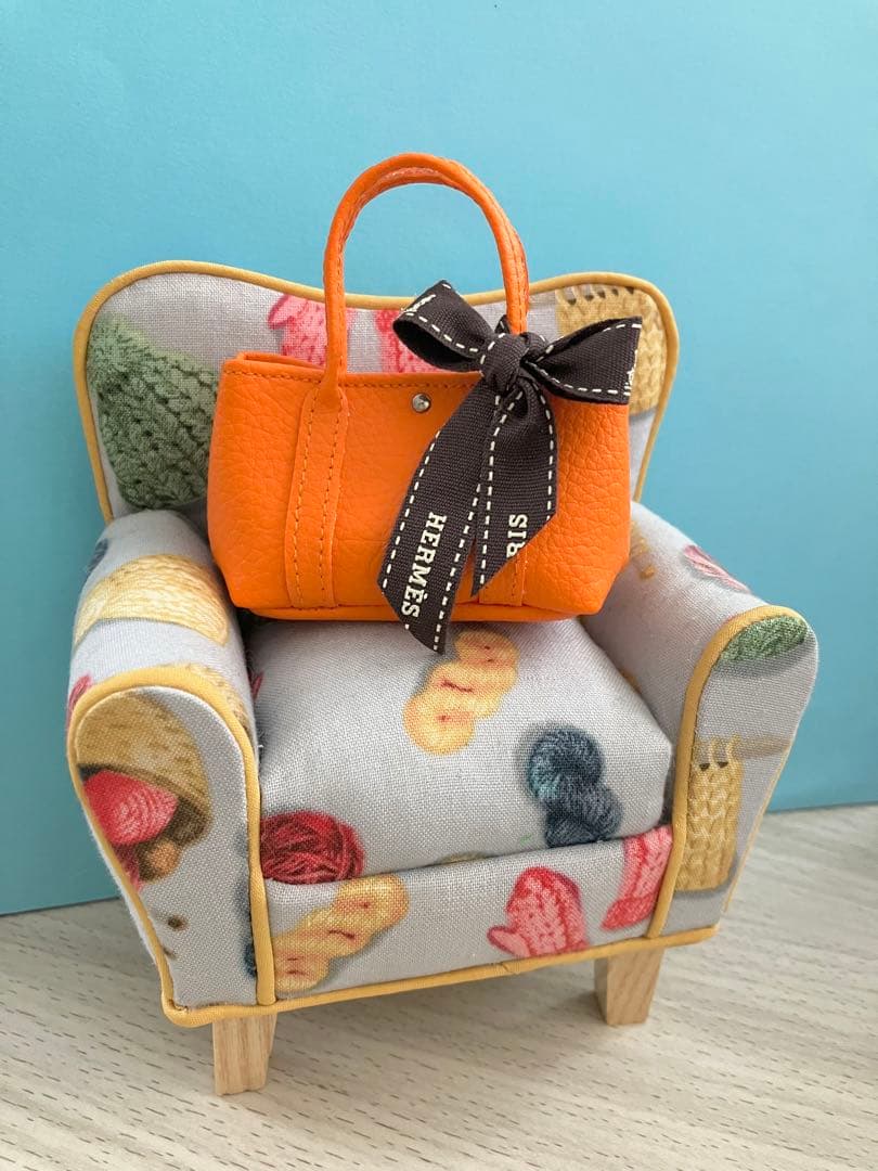 ★ハンドメイド★ ミニチュア トートバッグ オレンジ大 SPver.