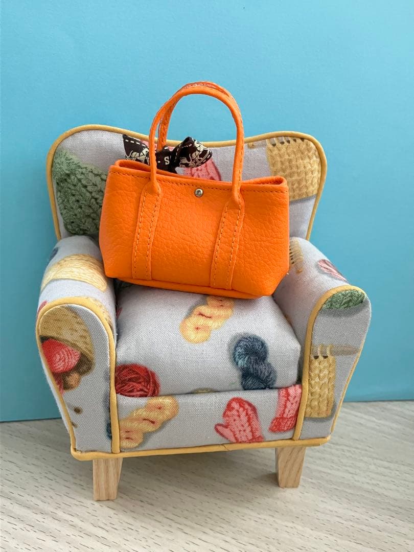 ★ハンドメイド★ ミニチュア トートバッグ オレンジ大 SPver.