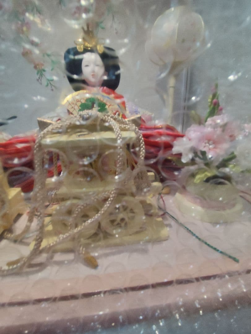 mさん専用【未使用】雛人形 三五親王 ガラスケース入り 親王飾り ピンク系