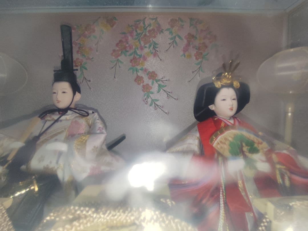 mさん専用【未使用】雛人形 三五親王 ガラスケース入り 親王飾り ピンク系
