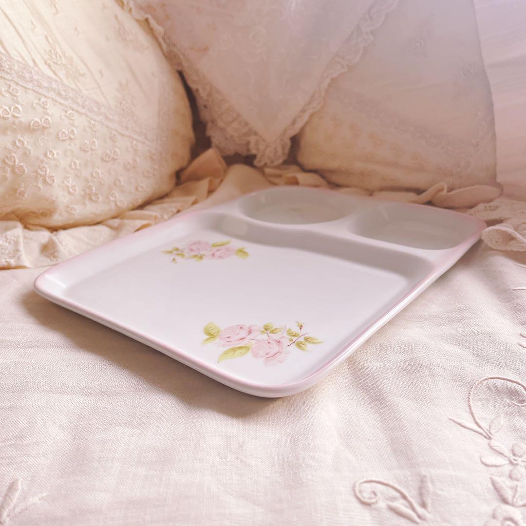 ♡イマン♡ダイアナローズモーニングプレート陶器マニーローズバスケット薔薇ニトリ
