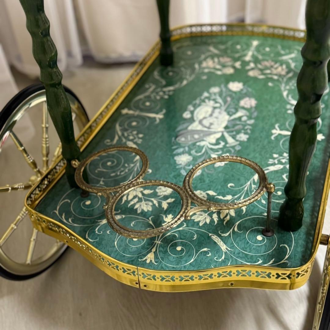 イタリア製 アンティーク キッチン ワゴン キャスター付