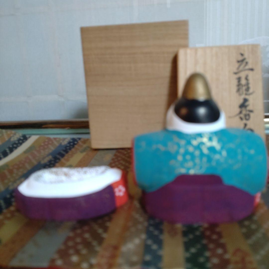 立雛 香合　素焼製 伝統的デザイン