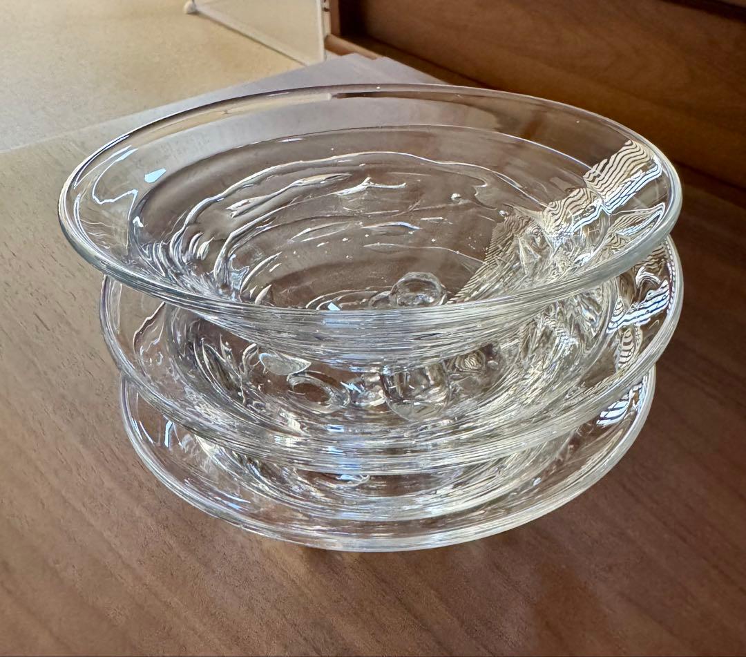 ガラス製ボウル 気泡入り 鉢 浅鉢 5個セット