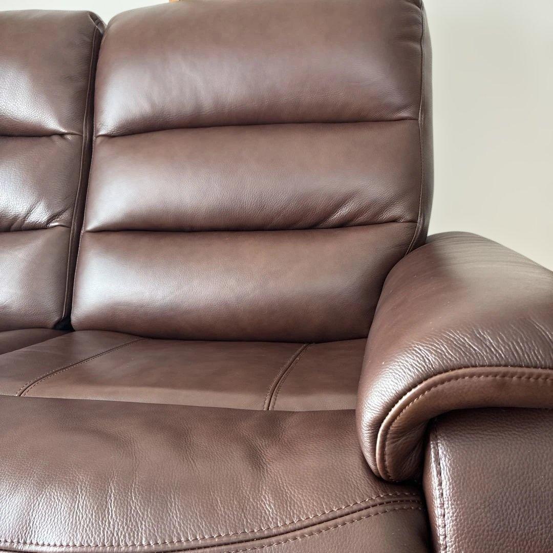 ソファ　2人掛　ブラウン　ニトリ　電動リクライニングソファ 本厚革